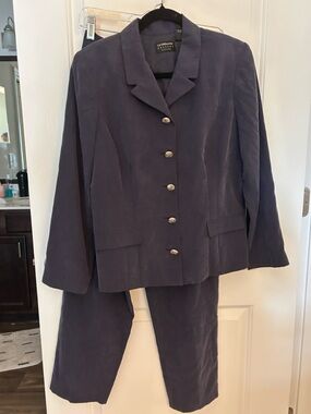Liz Claiborne Dark Navy Button-Front Blazer & Pants Set